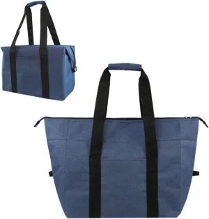 Insulated Grocery Cooler Food Bags with Zipper for Shopping, Travel, Picnic or Lunch, Alumimum Foam Tote Bag for Frozen Cold Hot Foods Delivery, Blue