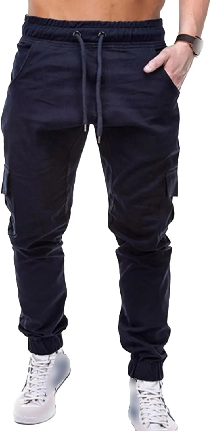 JEShifangjiusu Mens Pants Cargo Joggers Sweatpants Fashion Athletic Beach Pants Casual Slim Fit Chino Trousers With Pockets