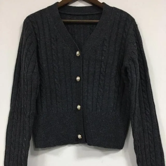 Ladies Classic V Neck Cardigan