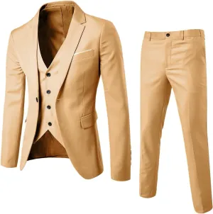 LCMTWX Men'S Suit Slim 3 Suit Business Wedding Party Jacket Vest & Pants Coat Black Suits for Men Black Suit for Men Men'S