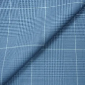 Light Blue Prince of Wales Dormeuil Wool Milliennial Fabric