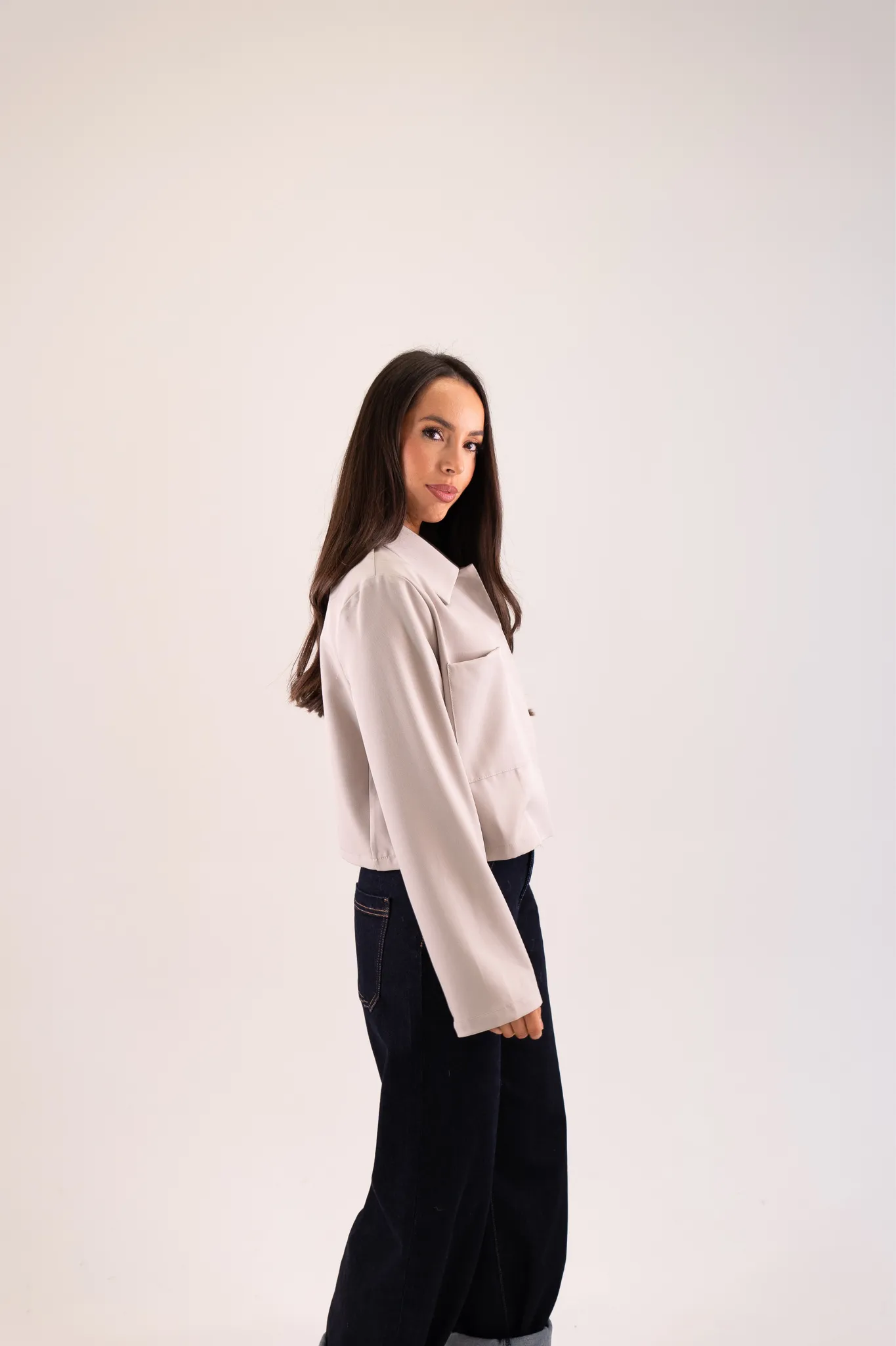 Lila Crop Jacket In Grey
