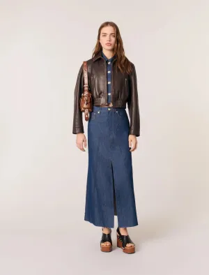 Long denim skirt