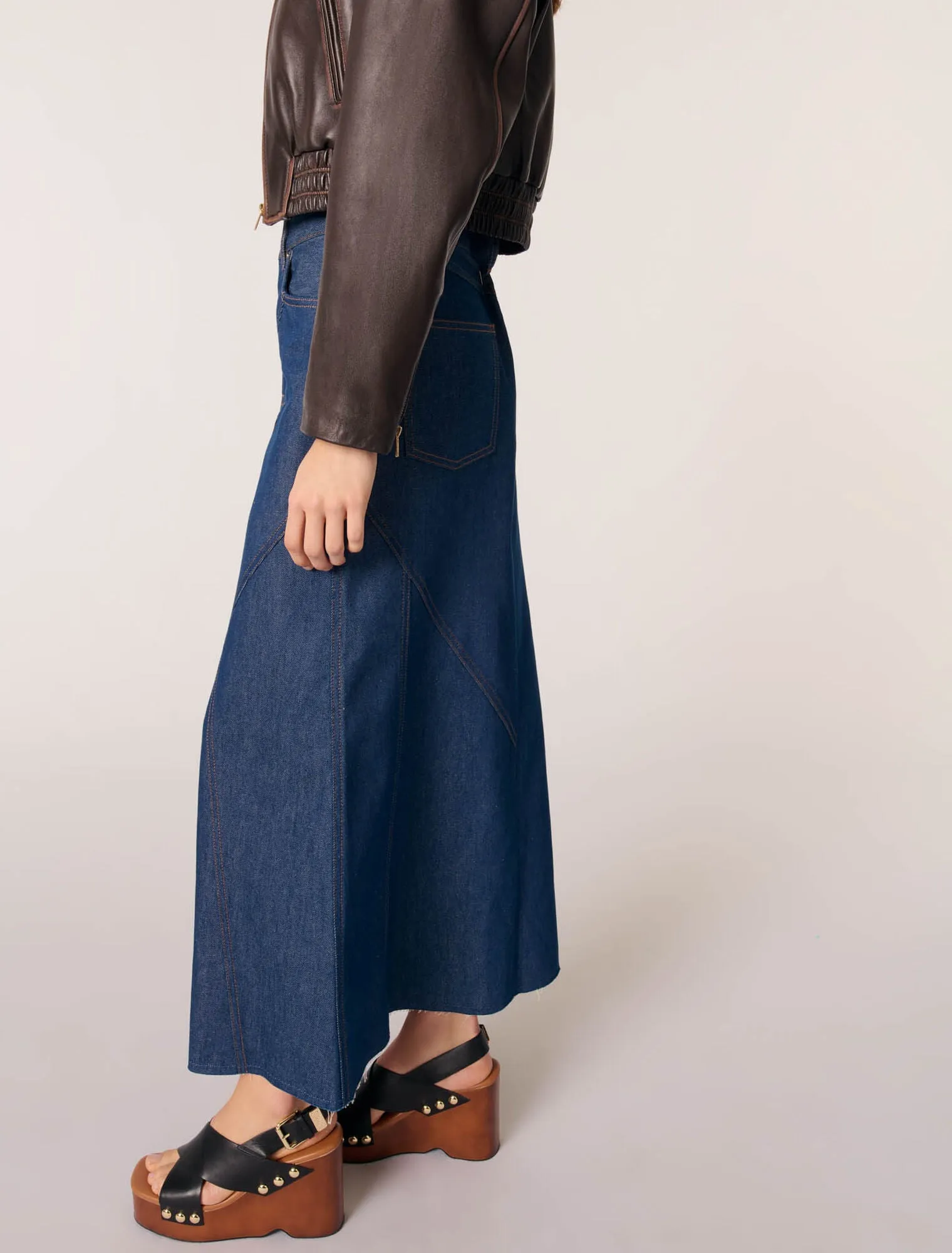 Long denim skirt