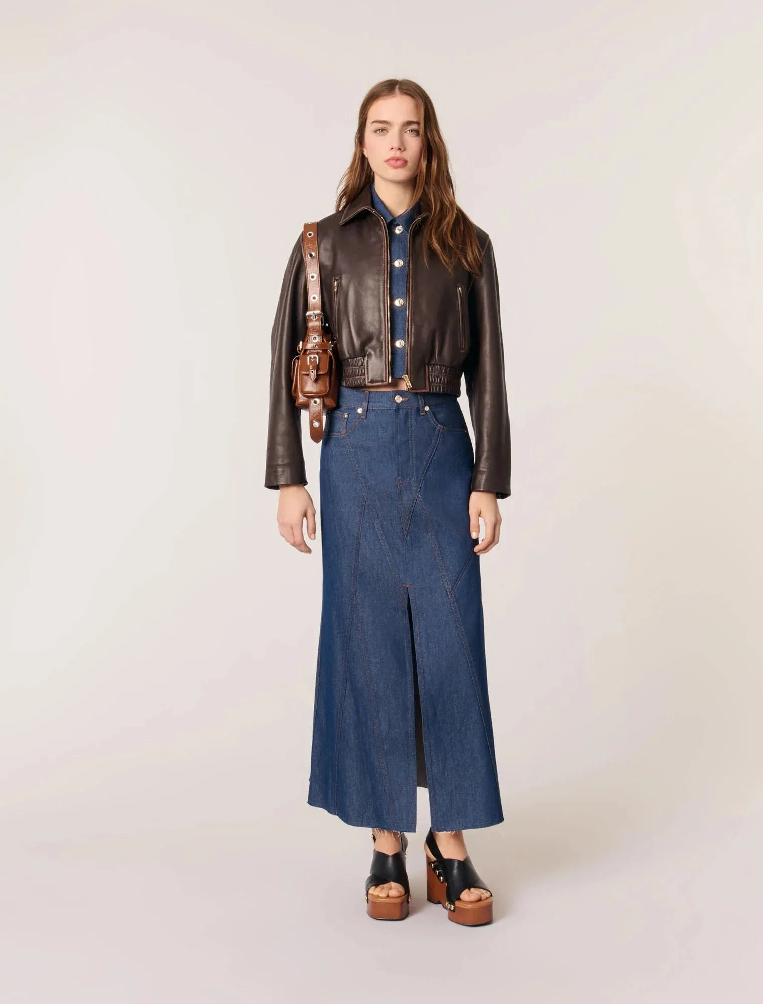 Long denim skirt