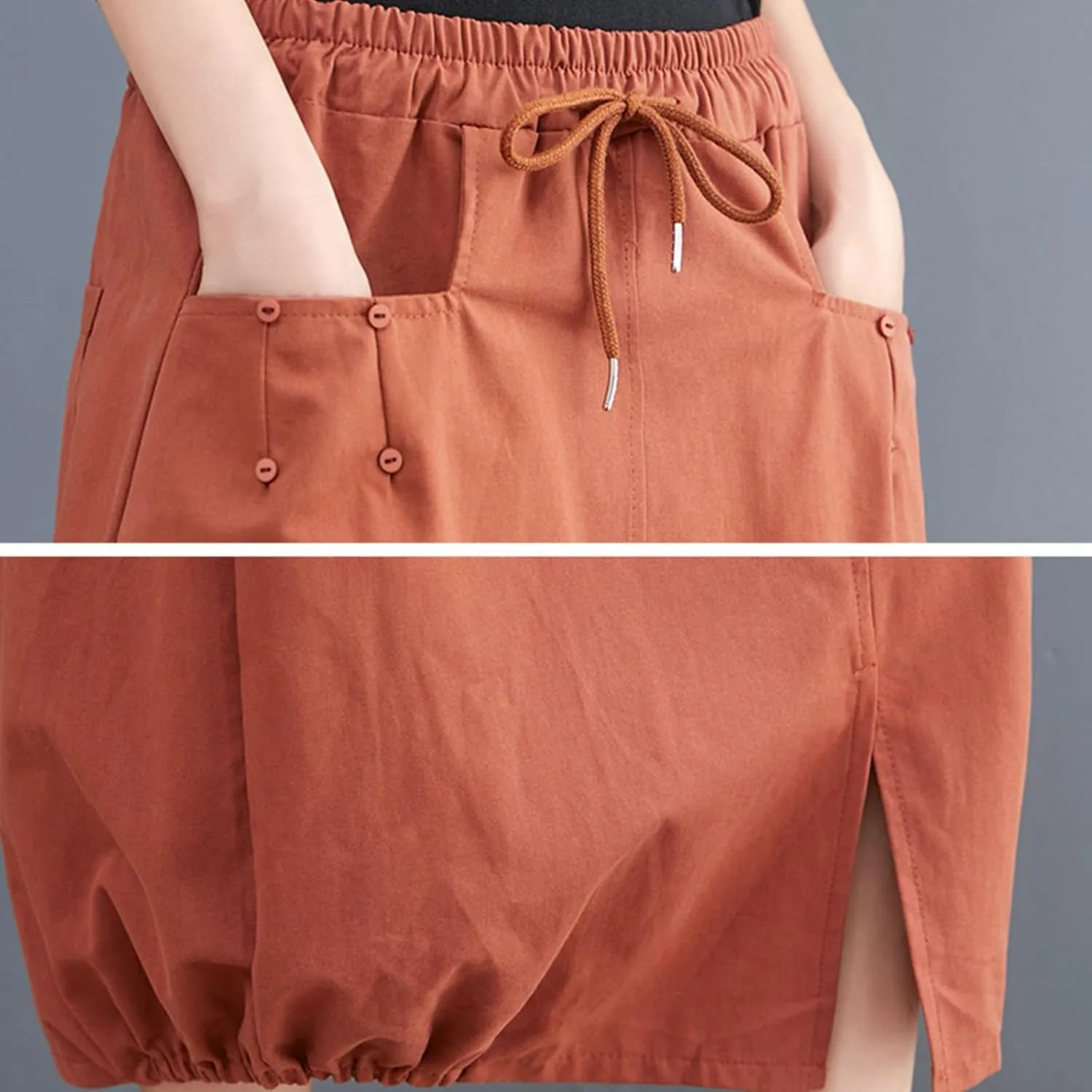 Long Skirts for Women Summer Casual Loose Fit High Waist Cargo Skirt Fashion Zipper A-Line Midi Skirts with Pockets