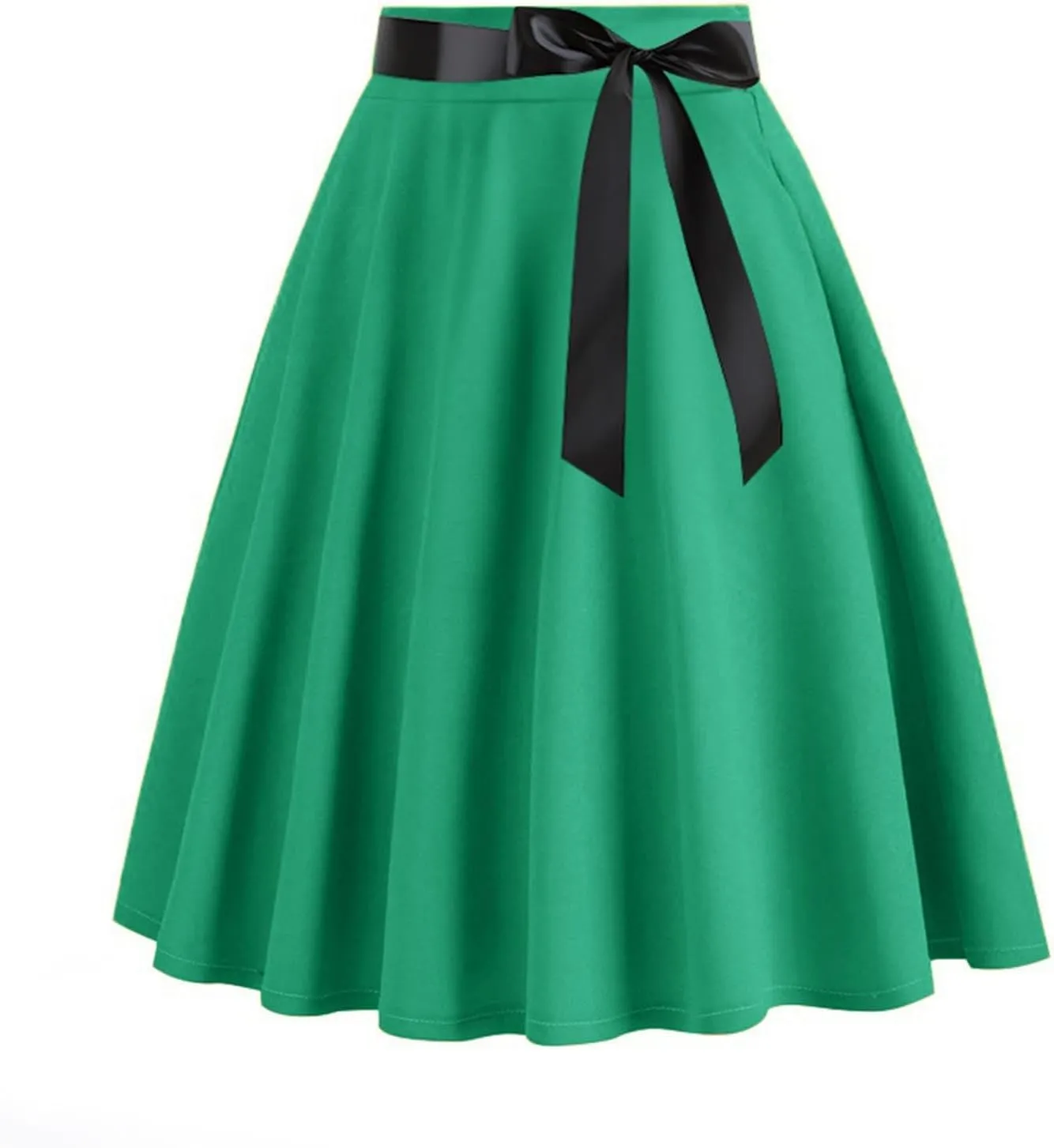 Long Skirts for Women Trendy Vintage Flare Skirt Midi Length Casual Soft High Waisted Bow A Line Summer Skirts
