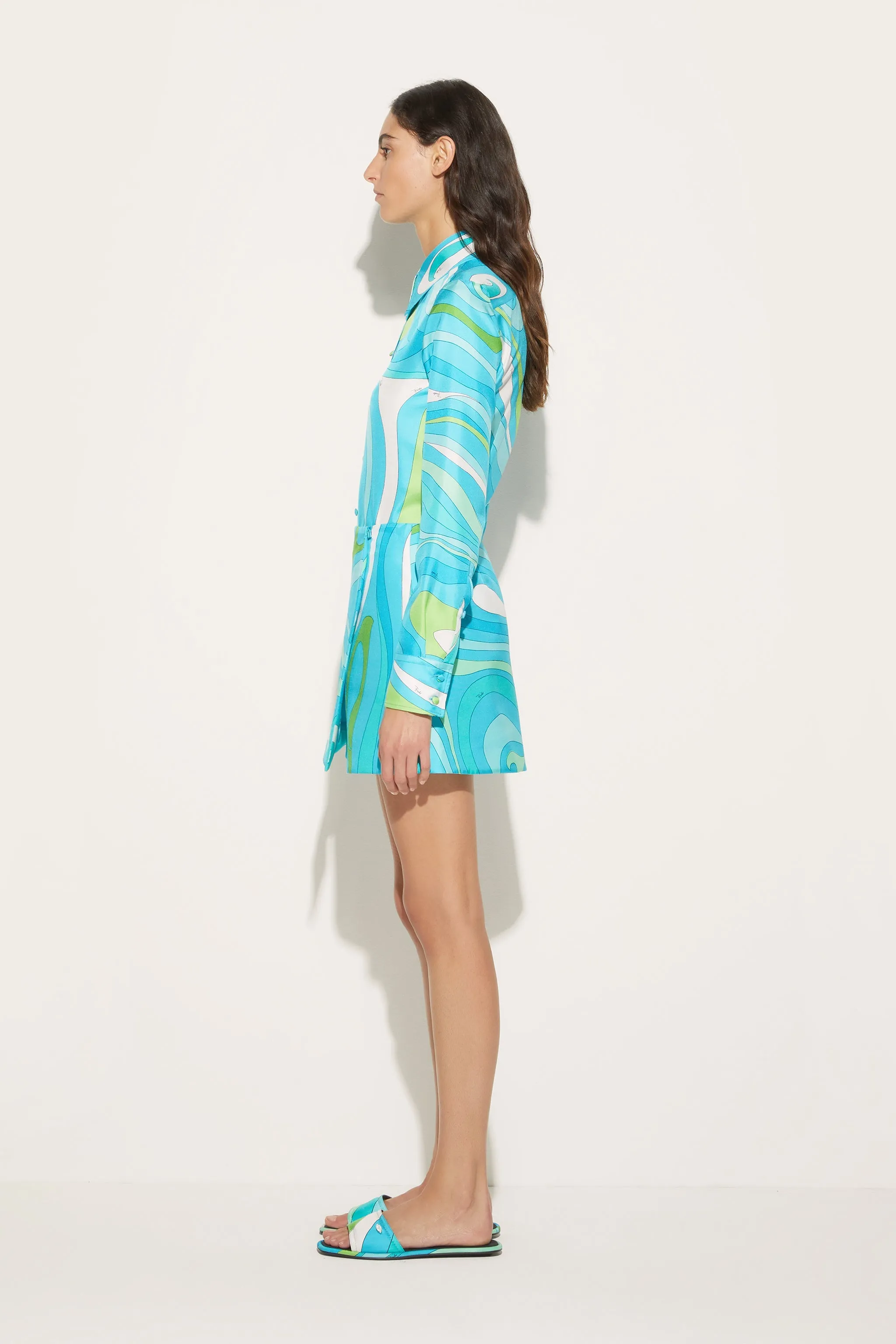 Marmo-Print Silk-Twill Mini Skirt
