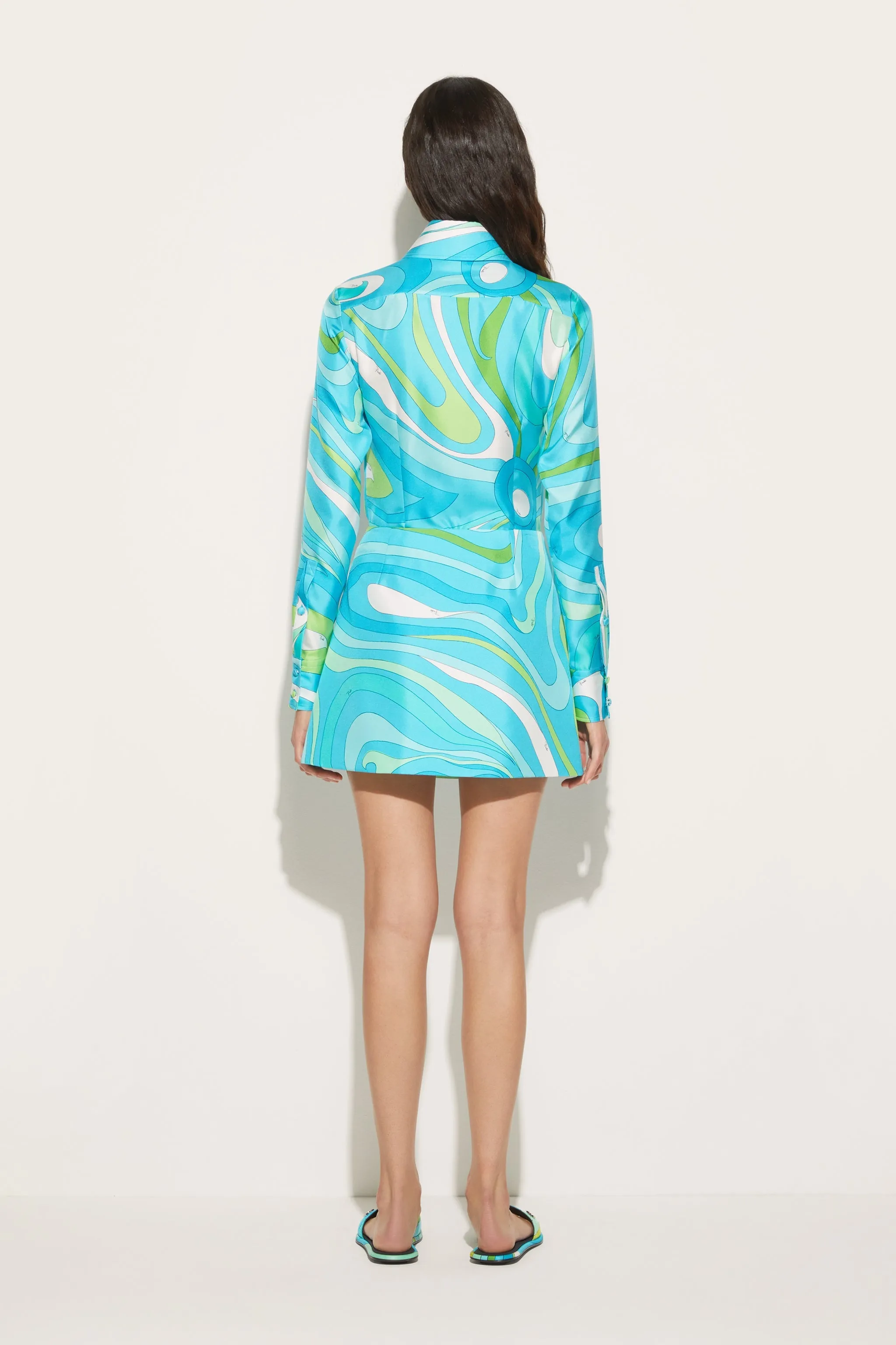 Marmo-Print Silk-Twill Mini Skirt