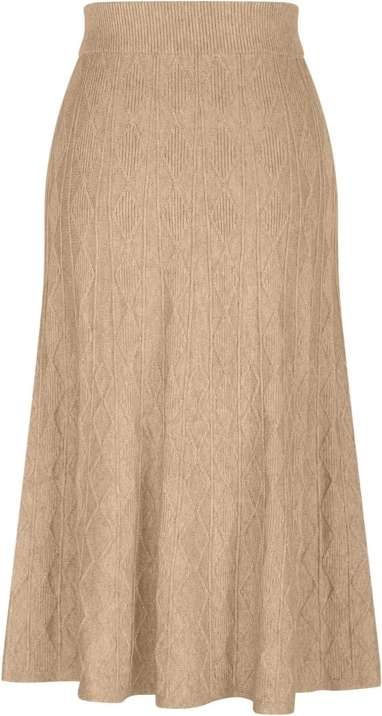Maxi Skirts for Women Fall Trendy a Line Midi Skirt Elegant Ribbed Knit Long Skirt Reversible Stretchy Half Shirt
