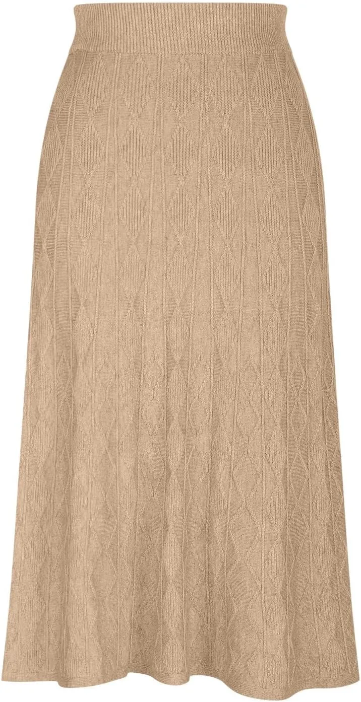 Maxi Skirts for Women Fall Trendy a Line Midi Skirt Elegant Ribbed Knit Long Skirt Reversible Stretchy Half Shirt