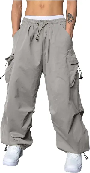 Men's Baggy Cargo Pants Casual Cotton Elasticated Waist Pant Work Pants Multi Pockets