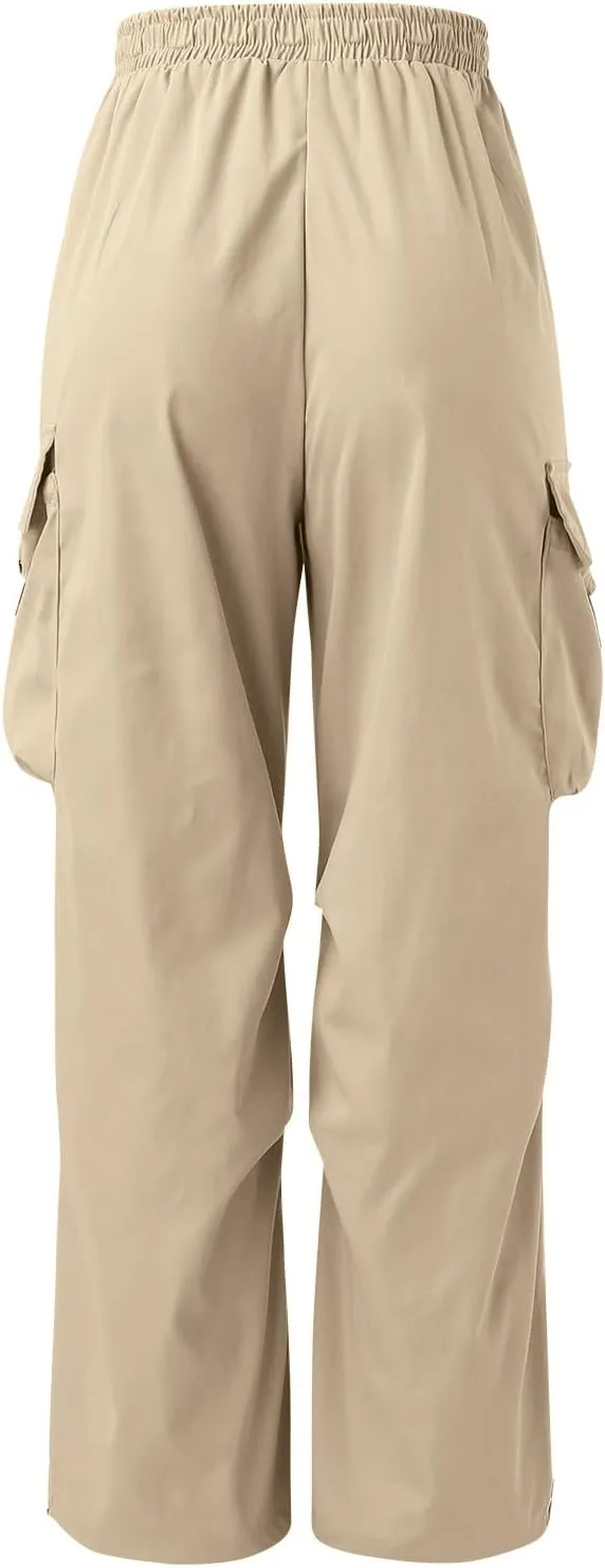 Men's Baggy Cargo Pants Casual Parachute Cargo Pants Elasticated Waist Loose Fit Outdoor Joggers Multi Pockets