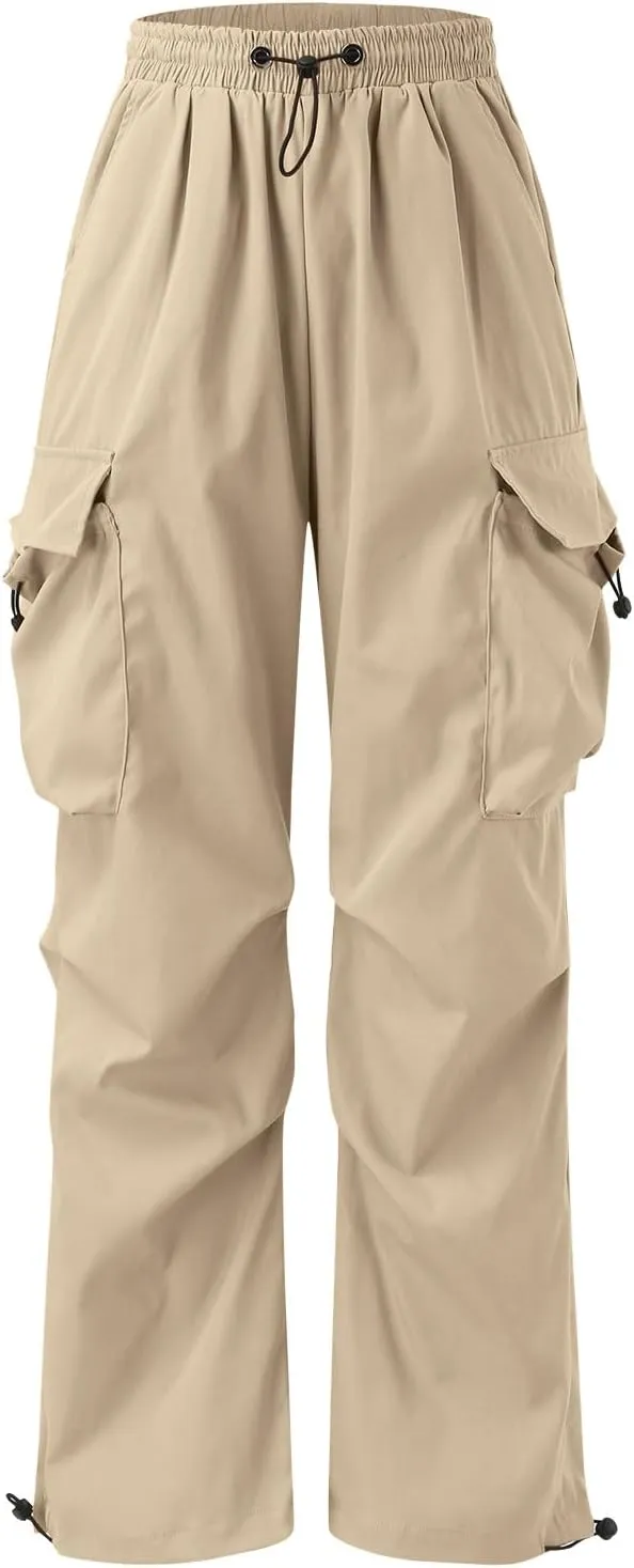 Men's Baggy Cargo Pants Casual Parachute Cargo Pants Elasticated Waist Loose Fit Outdoor Joggers Multi Pockets