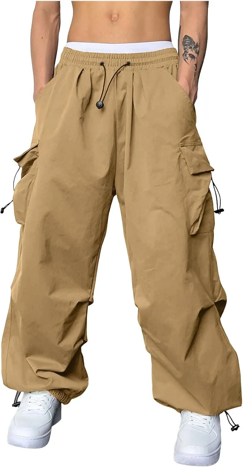 Mens Cargo Pants Casual Outdoor Camping Hiking Elasticated Waist Pant Jogging Work Pant with Pockets