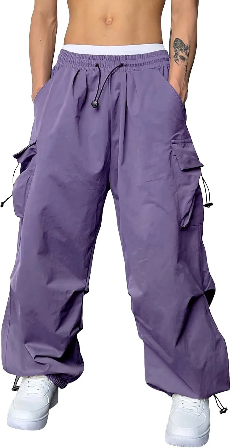Mens Cargo Pants Casual Outdoor Camping Hiking Elasticated Waist Pant Jogging Work Pant with Pockets