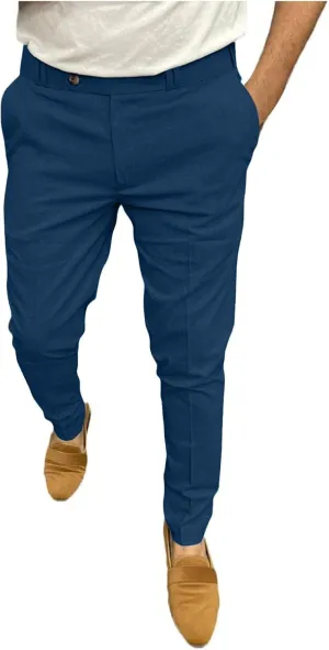 Mens Cotton Blend Chino Pants Slim Fit Flat Front Stretch Skinny Tapered Business Dress Pants Fashion Casual Trousers