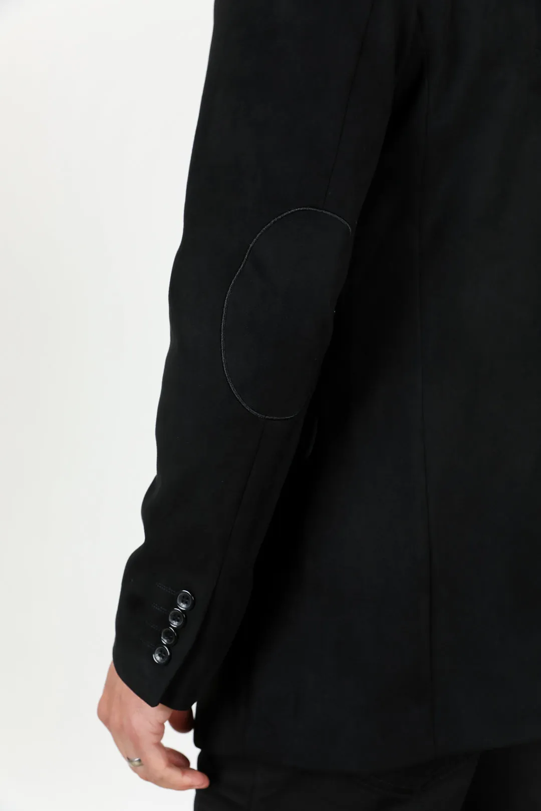 Men's Double Button Faux-Suede Blazer - Black from Platini Fashion
