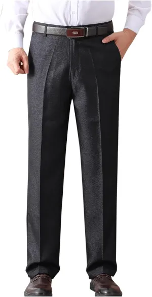 Mens Dress Pants Pleated Front Stretch Suit Pants Classic Fit Casual Dress Pants Straight Fit Pants