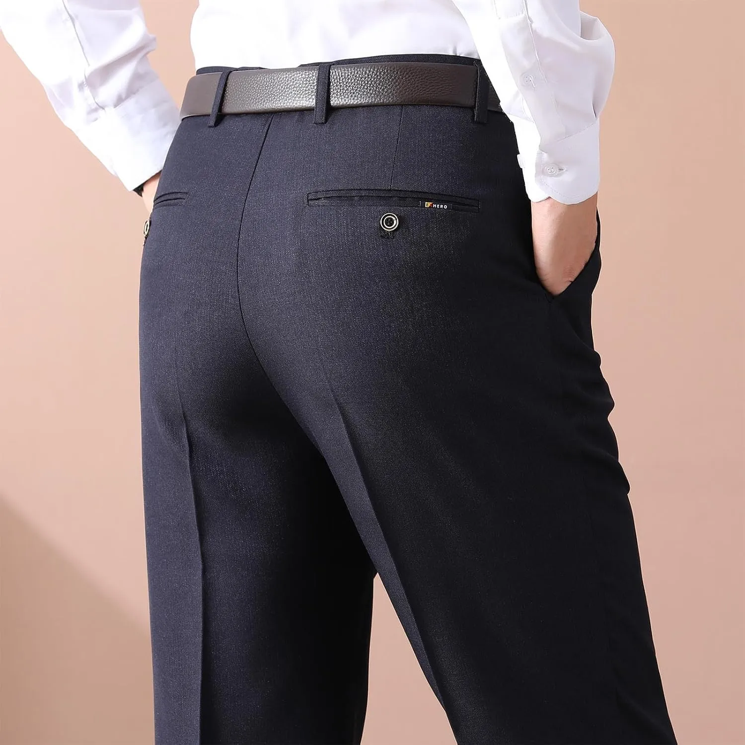 Mens Dress Pants Pleated Front Stretch Suit Pants Classic Fit Casual Dress Pants Straight Fit Pants