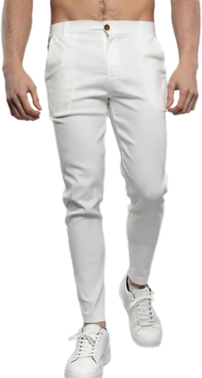 Mens Dress Pants Slim Fit Classic Stretch Chino Pants Casual Business Golf Pants Slacks Tapered Trousers
