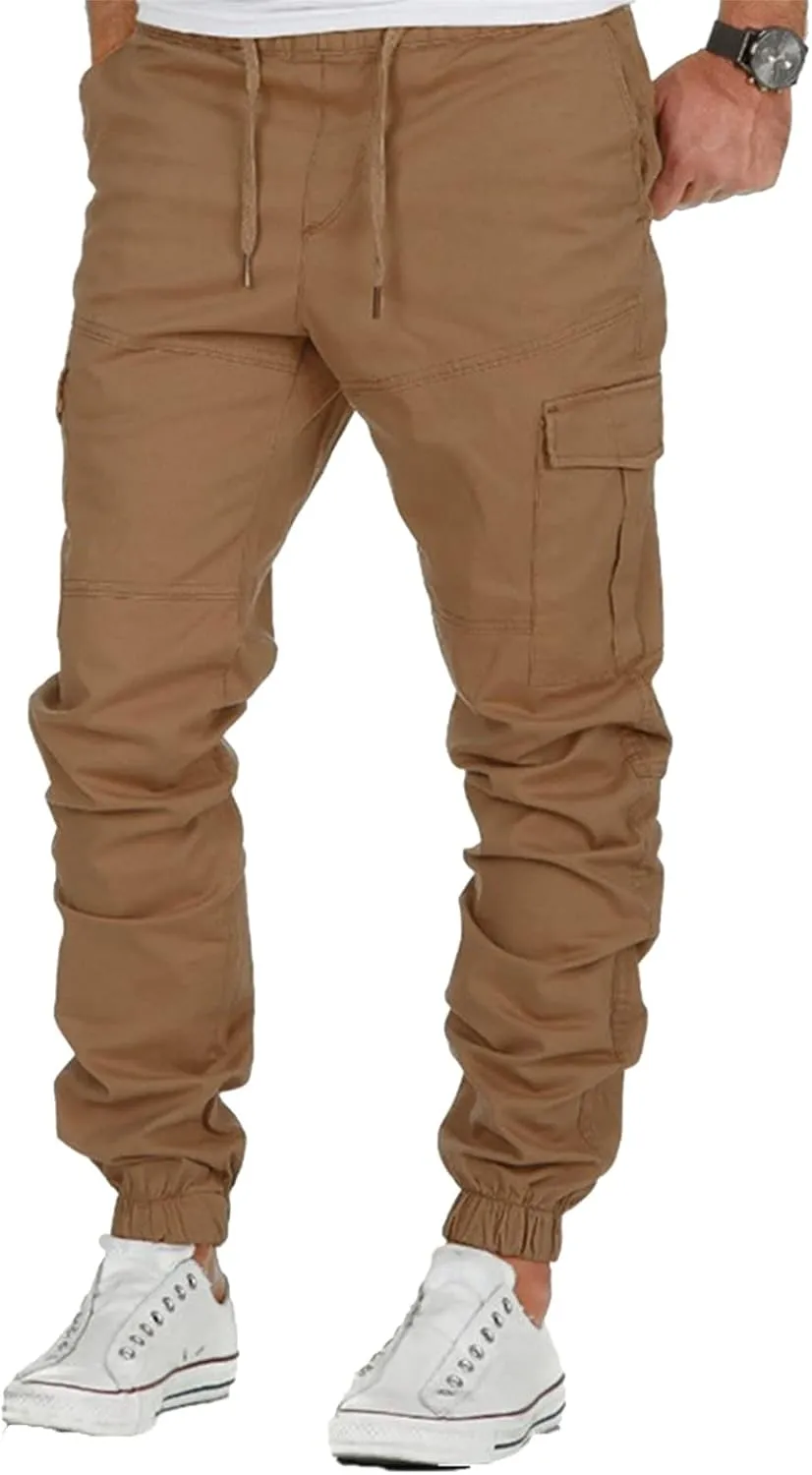 Men's Hiking Tactical Pants Khaki Pants Mens Relaxed Fit Dress Sweatpants for Men Jogger Scrubs for Mens Brown Pants