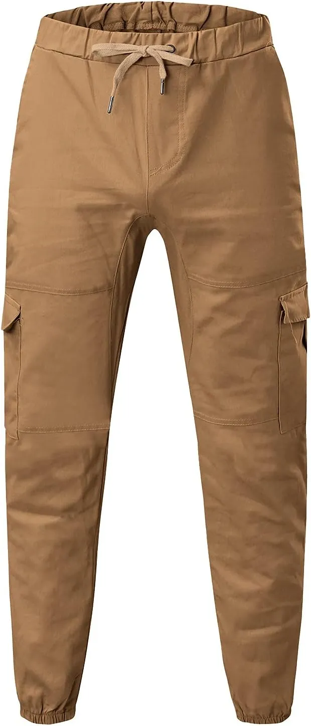 Men's Hiking Tactical Pants Khaki Pants Mens Relaxed Fit Dress Sweatpants for Men Jogger Scrubs for Mens Brown Pants