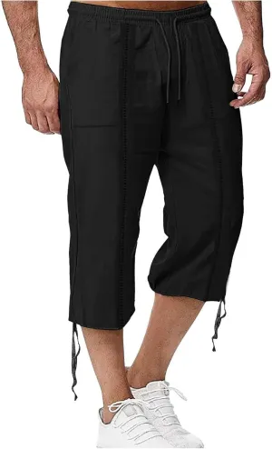 Men's Lightweight Jogging Pant Pockets Cargo Work Joggers Loose Sports Casual Sweatpant Open Hem Pant