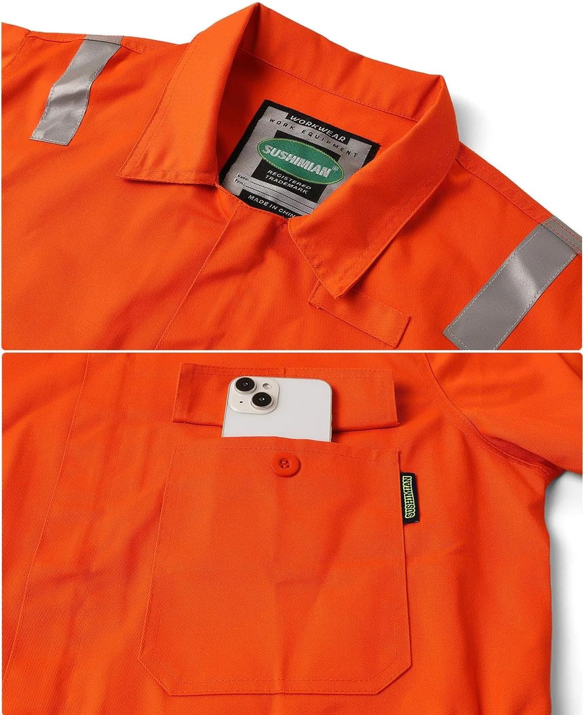 Men's Work Coverall High Visibility Overalls Mechanics Coveralls Workwear Jumpsuit with Multi Pockets