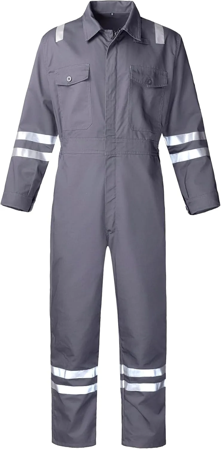 Men's Work Coverall High Visibility Overalls Mechanics Coveralls Workwear Jumpsuit with Multi Pockets