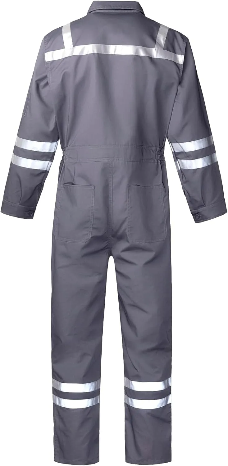 Men's Work Coverall High Visibility Overalls Mechanics Coveralls Workwear Jumpsuit with Multi Pockets