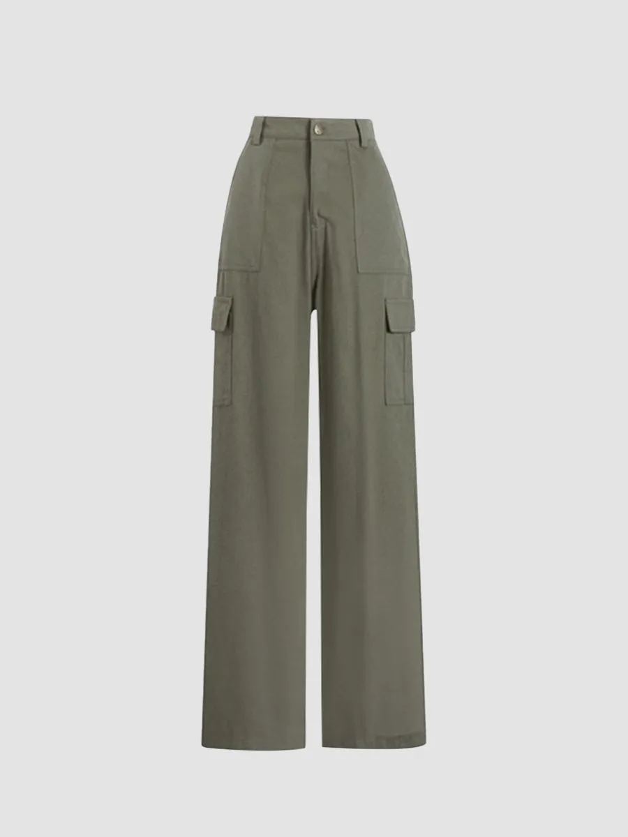 Military Green Casual Workwear Pants