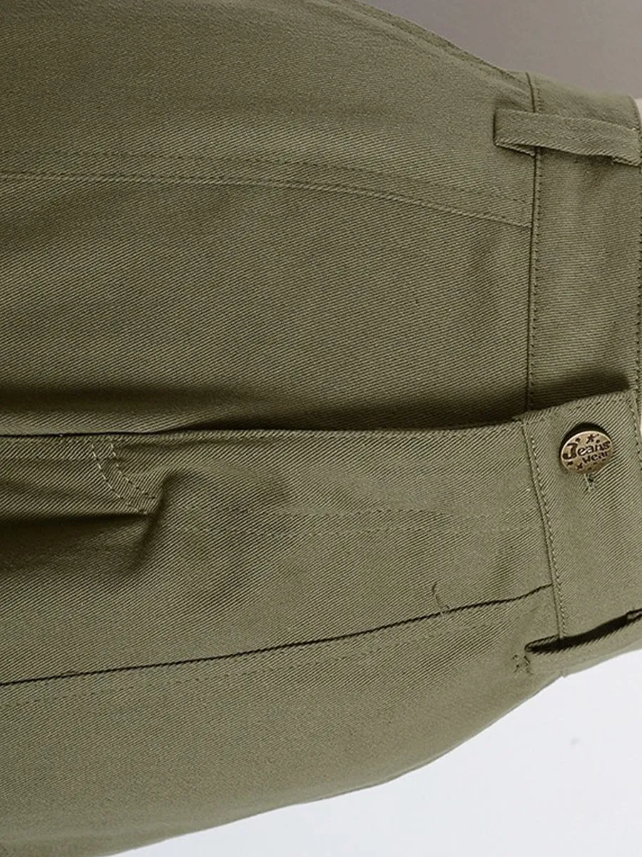 Military Green Casual Workwear Pants