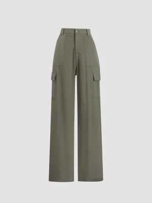 Military Green Casual Workwear Pants