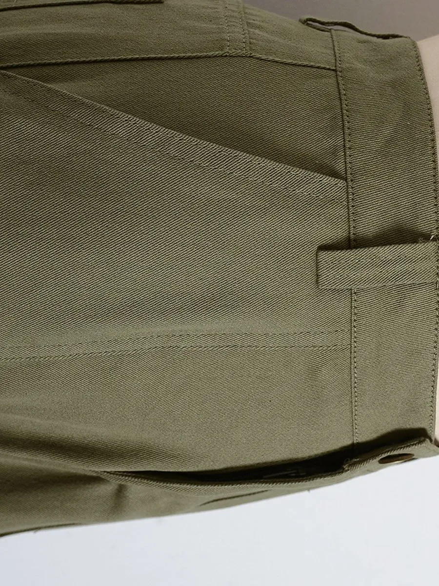 Military Green Casual Workwear Pants