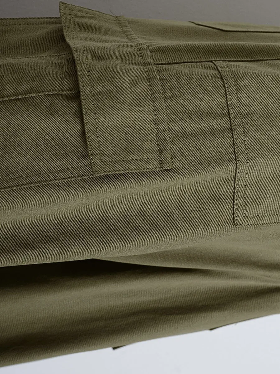 Military Green Casual Workwear Pants