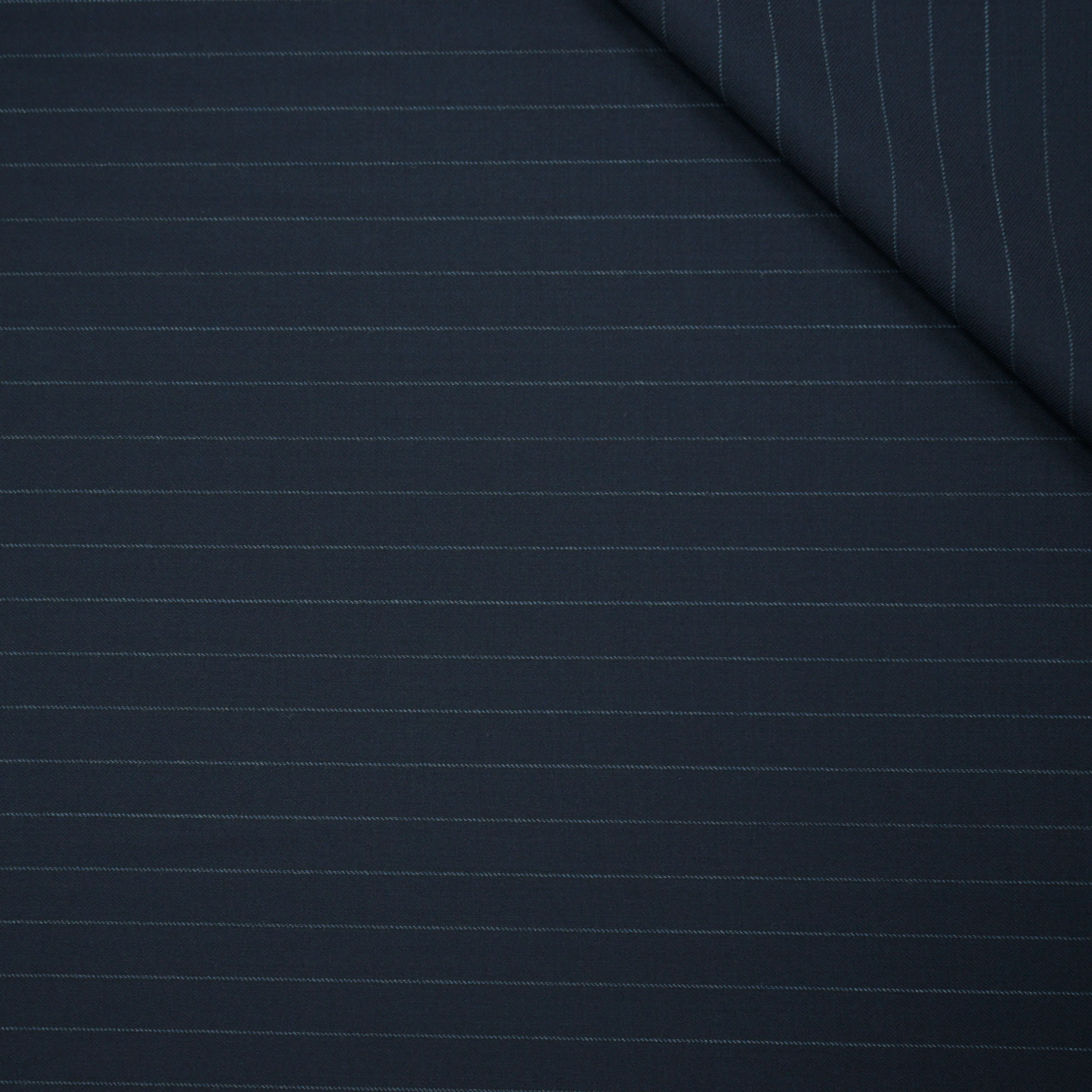 Navy with White Chalk Stripe Loro Piana Australis Wool Super 150's Fabric