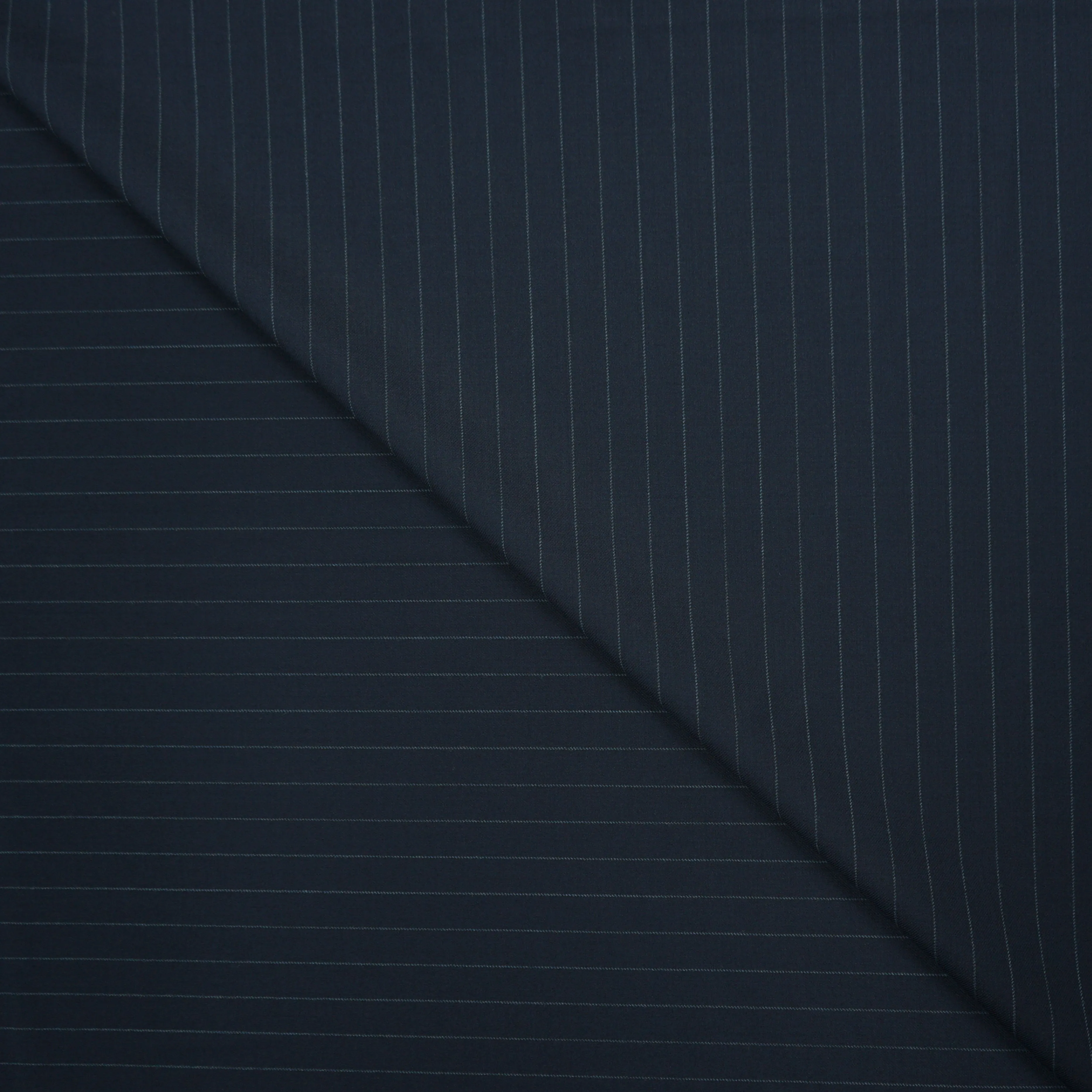 Navy with White Chalk Stripe Loro Piana Australis Wool Super 150's Fabric