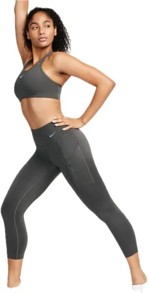 Nike Go Women's Firm-Support High-Waisted 7/8 Leggings with Pockets, Dark Gray, XS Regular US