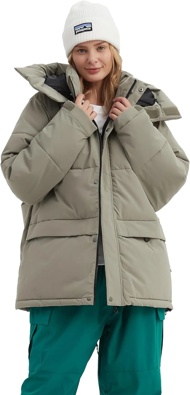 NOMADIKA Oversize Waterproof Ski Jacket Thick Snow Coats with Detachable Hood Winter Skiing Snowboard Jackets for Women Men