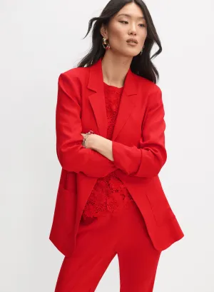 Open Linen-Blend Blazer