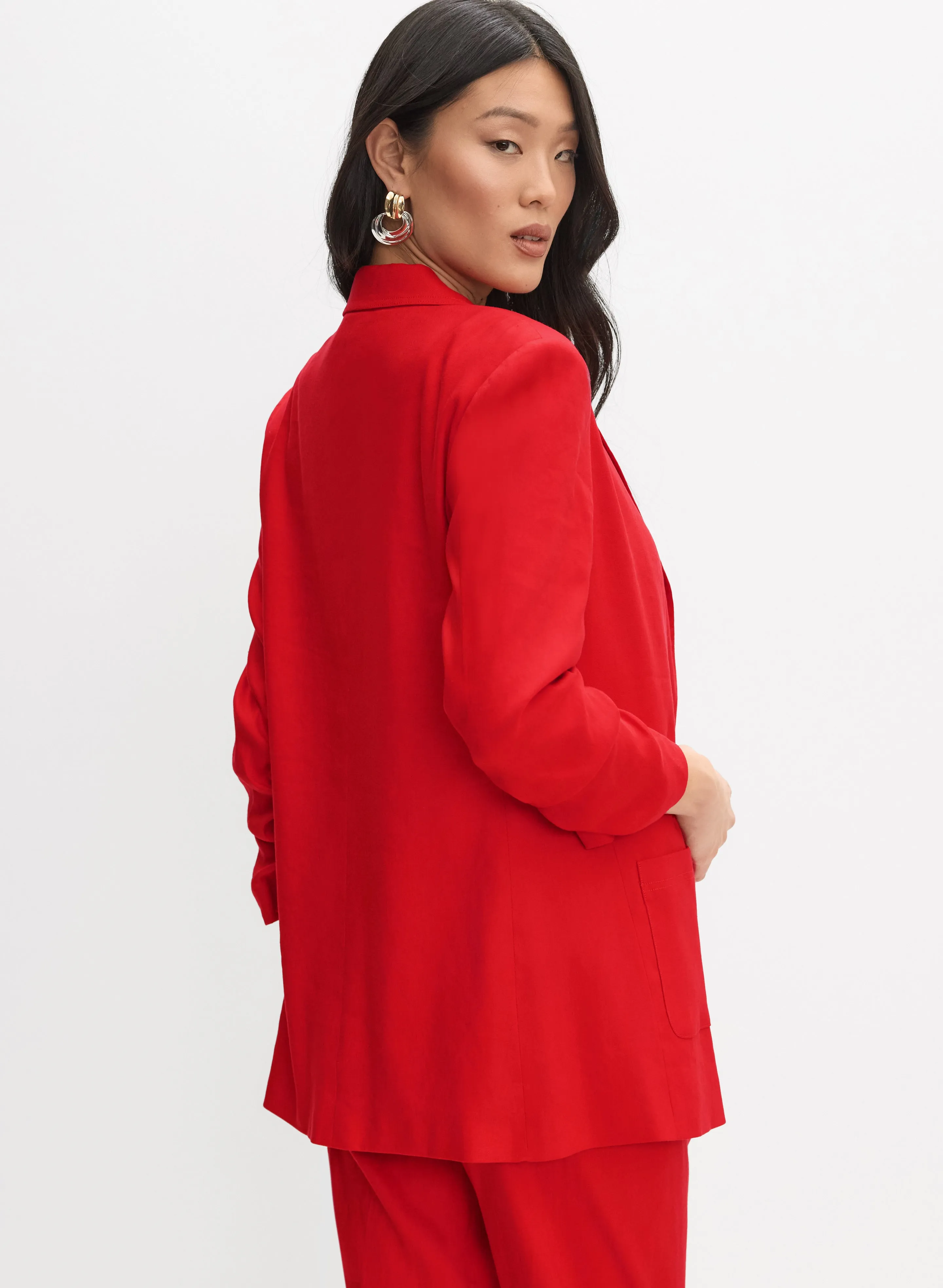 Open Linen-Blend Blazer