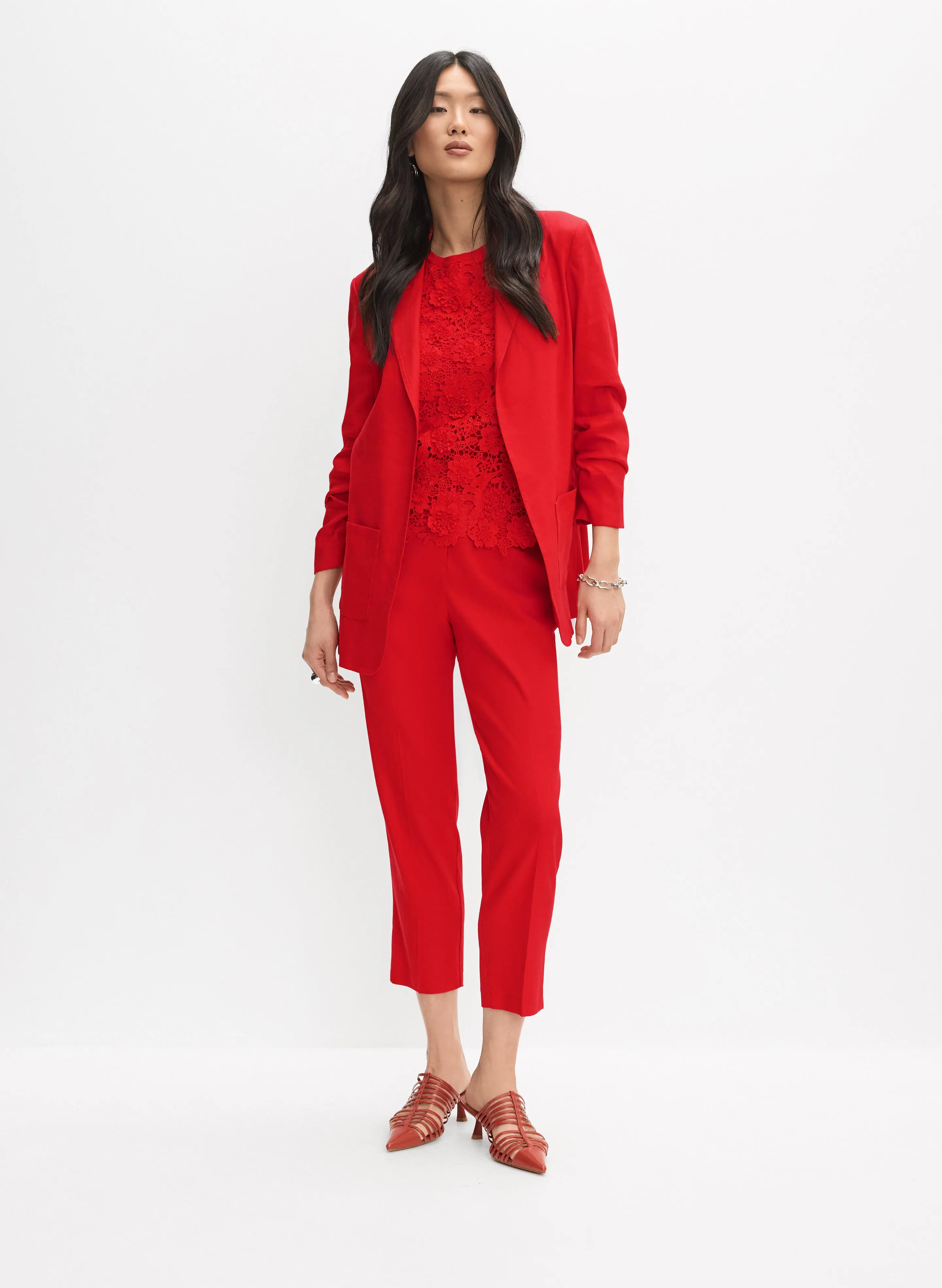 Open Linen-Blend Blazer