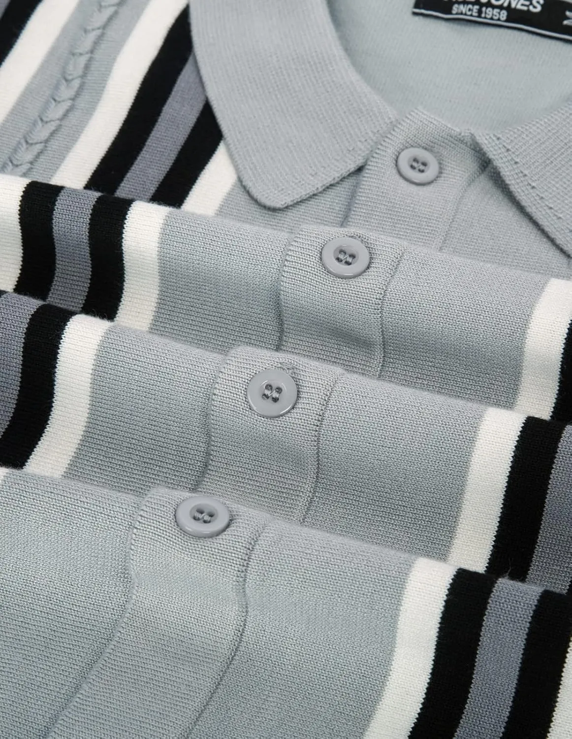 PJ PAUL JONES Mens Vintage Striped Knit Polo Shirt Long Sleeve Button Down Cardigan Sweater