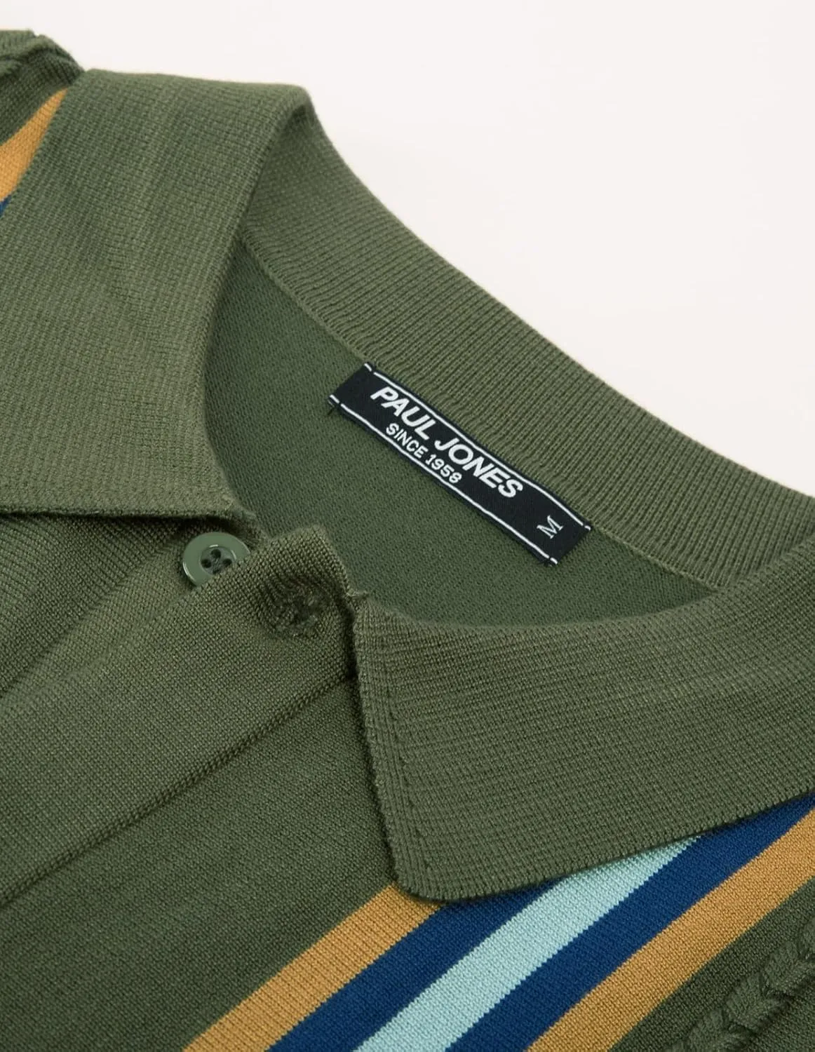 PJ PAUL JONES Mens Vintage Striped Knit Polo Shirt Long Sleeve Button Down Cardigan Sweater