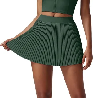 Pleated Tennis Skirts for Women High Waisted Athletic Skorts with Pockets Tummy Control Golf Skirt Flowy Skort 2025