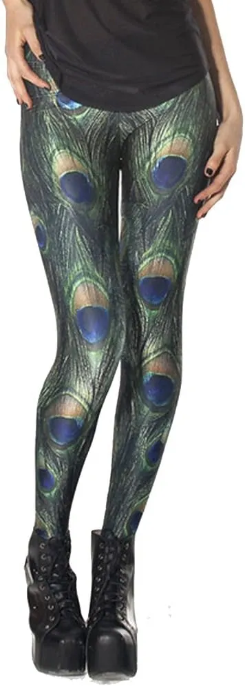 QZUnique Leggings for Women, Halloween Full-Length Printed Legging Footless Elastic Yoga Pants, Regular and Plus Size
