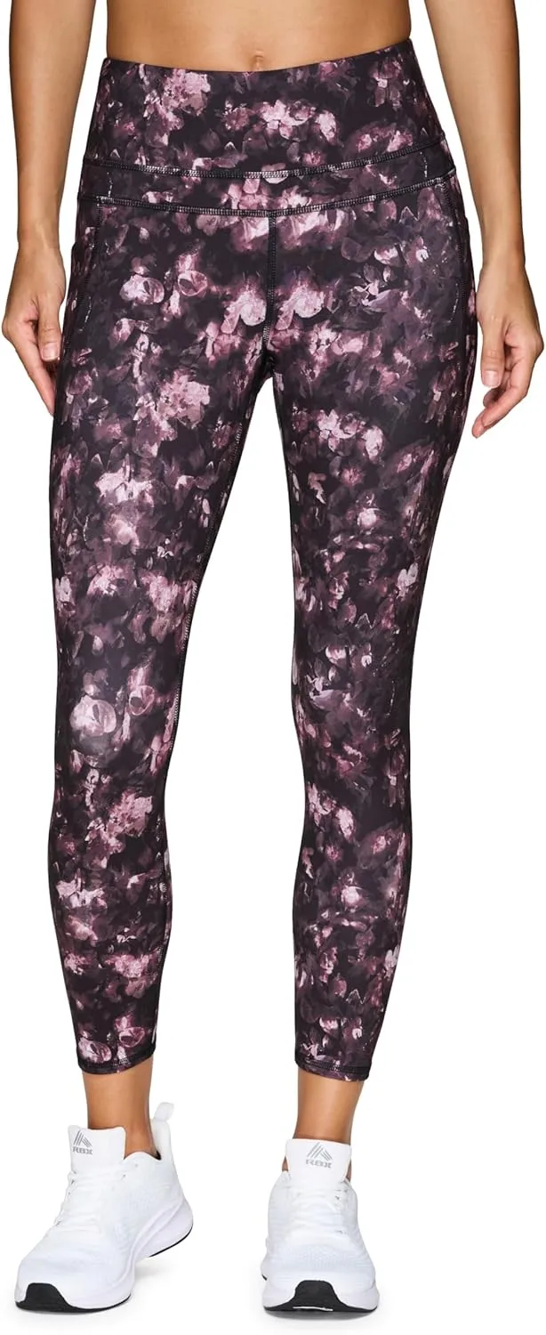 RBX Active Womens Ultra Hold Squat Proof 7/8 Ankle Length Printed Running Yoga Legging with Pockets
