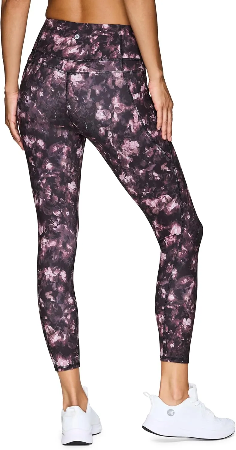 RBX Active Womens Ultra Hold Squat Proof 7/8 Ankle Length Printed Running Yoga Legging with Pockets