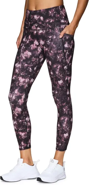 RBX Active Womens Ultra Hold Squat Proof 7/8 Ankle Length Printed Running Yoga Legging with Pockets